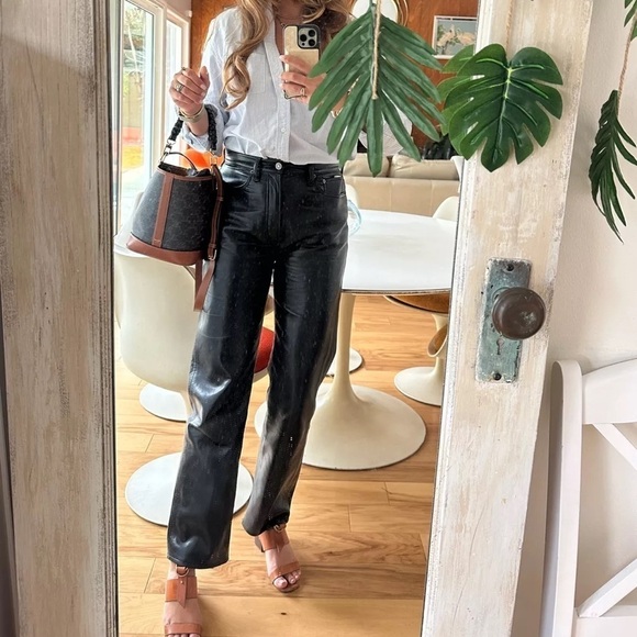 AGOLDE Recycled Leather Black Pants 24 - Picture 2 of 9